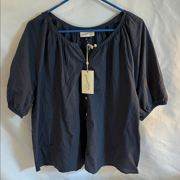 NWT Universal Thread Navy lightweight 100% cotton button up flowy blouse size XL - Picture 1 of 9
